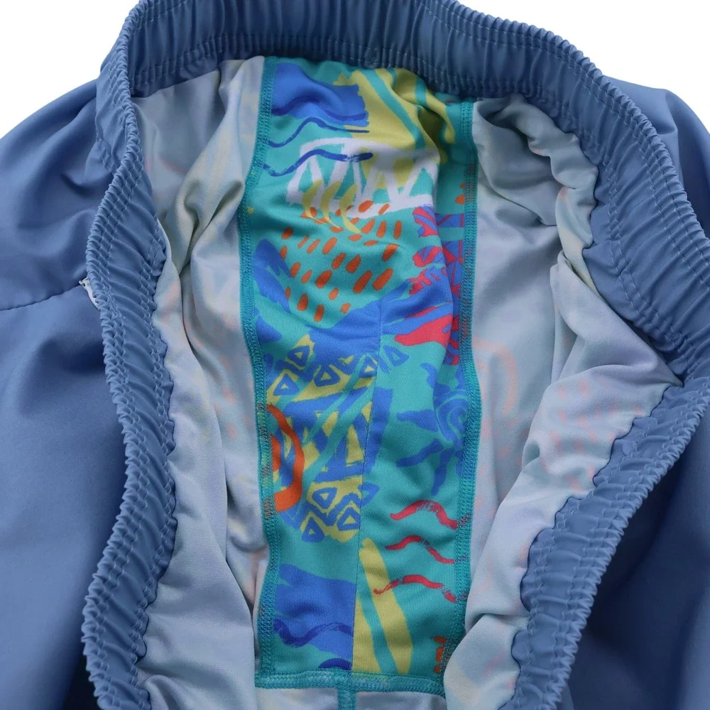 Maamgic Mens XL Light Blue Swim Trunks 2-in-1 Compression Liner Zipper Pockets‎